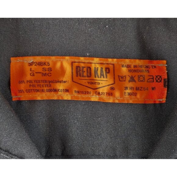 Red Kap Shirt Mens Large Black Above Ground Pizza Logo Button Up Short Sleeve - Picture 3 of 10